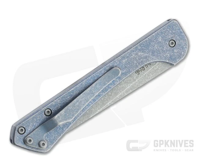 Serge Knife Co. Wildcard Dark Stonewashed M390 Blue Titanium Slip Joint Folder 017 - Image 2