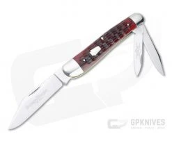 Queen Schatt & Morgan 2007 Series XVII Dogleg Whittler Red Jigged Bone Slip Joint 043154