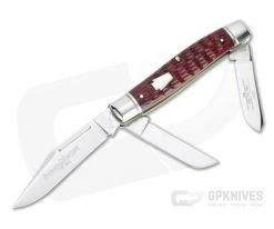 Queen Schatt & Morgan 2007 Series XVII Medium Stockman Red Jigged Bone Slip Joint 043155