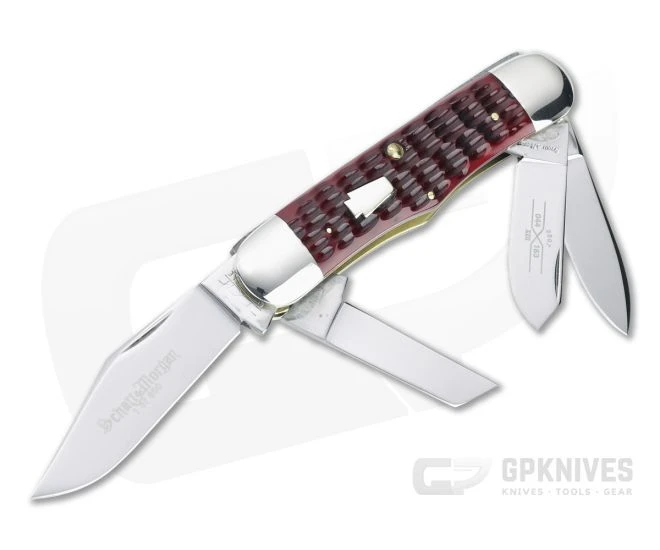 Queen Schatt & Morgan 2007 Series XVII Railsplitter Stockman Red Jigged Bone Slip Joint 044163