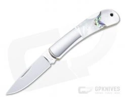 Moki Meek Arrow Polished AUS-8 Bolstered Mother of Pearl Lock Back Folder 102EG