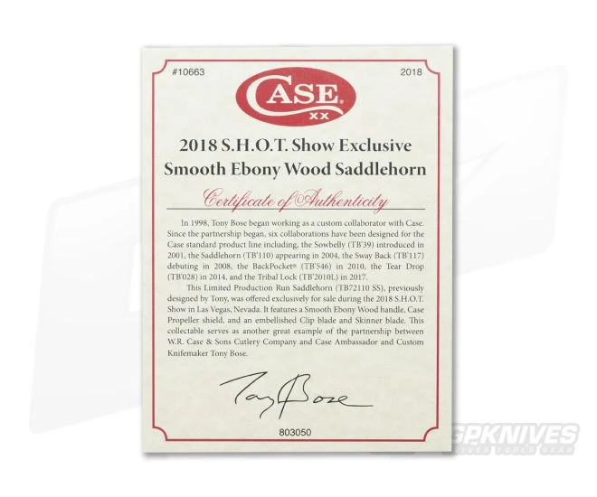 Case Small Saddlehorn Ebony Wood SHOT Show 2018 Bose Limited Edition 10663 - Image 3