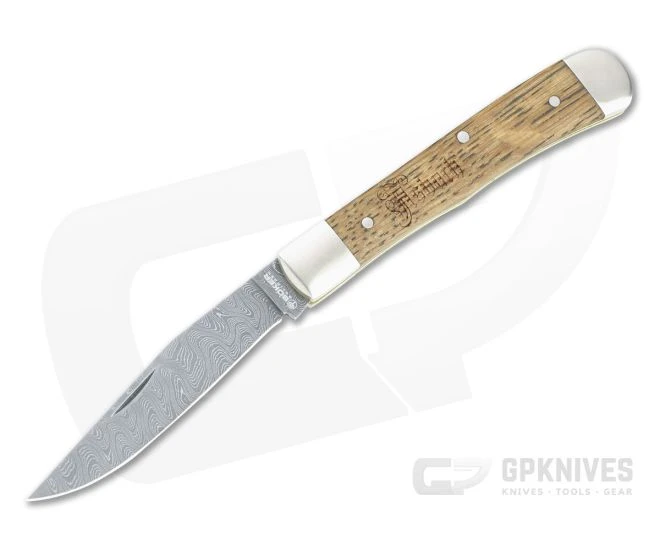 Boker Solingen Trapper Asbach Uralt Nichols Damascus Brandy Barrel Oak Slip Joint Folder 116004DAM