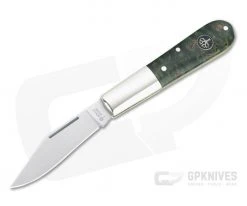 Boker Solingen Barlow Clip Point 440C Green Curly Birch Slip Joint 118941