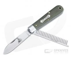 Tidioute #15 Urban Jack Knife OD Green Canvas Micarta Slip Joint Knife 152221