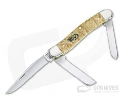 Case Medium Stockman Smooth Natural Box Elder Burl Wood 16564