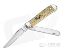 Case Mini Trapper Smooth Natural Box Elder Burl Wood 16565