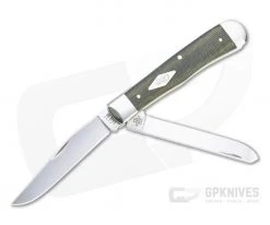 Case Trapper Smooth Green and Black Micarta Slip Joint Folder 23470
