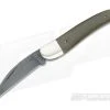 Chuck Hawes Custom Serpentine Wharncliffe Folder Green Micarta and Damascus