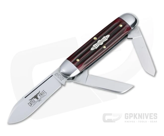 Tidioute Cutlery #35 Cattle Knife Slip Joint Ox Blood Jigged Bone Folder 352322