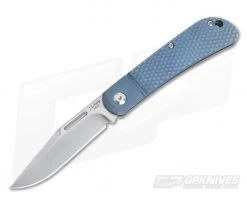 JE Made Slipjoint Stonewashed S35VN Blue Anodized Honeycomb Titanium