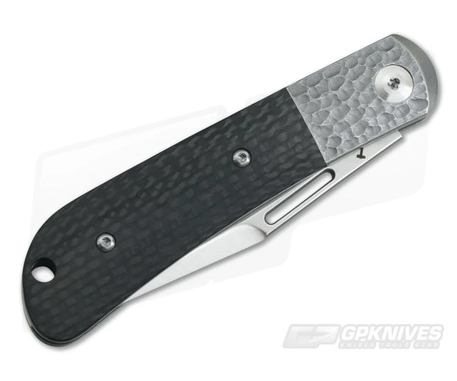 JE Made Slipjoint Stonewashed S35VN Bead Blast Jigged Bolster Carbon Fiber - Image 2