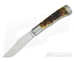 Bill Ruple Custom Bolstered Jigged Bone Trapper CPM-154 Slip Joint Folder