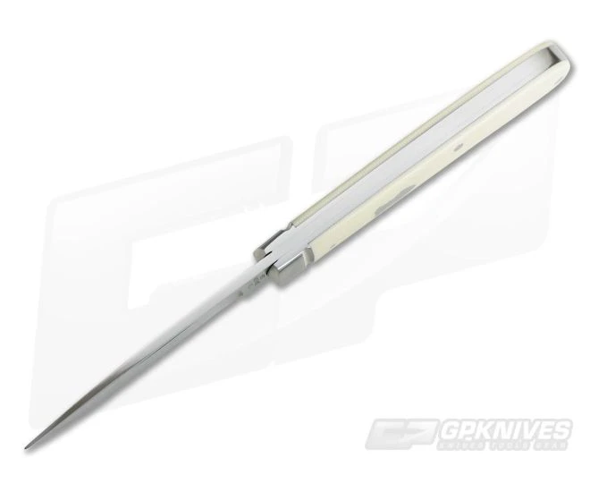 T.A. Davison Custom Ivory White G10 Satin CPM154 Drop Point Slip Joint - Image 3
