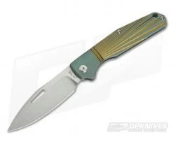 JE Made Combustion Slip Joint Bolstered Ray Milled Green Titanium w/ Clip CPM-3V