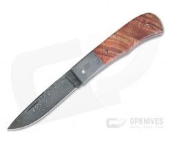Chuck Hawes Custom Black Ash Burl Small Remington Burl Pattern Damascus Blade