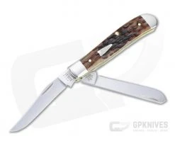 Case Mini Trapper Peach Seed Jig Brown Bone Slip Joint 42652