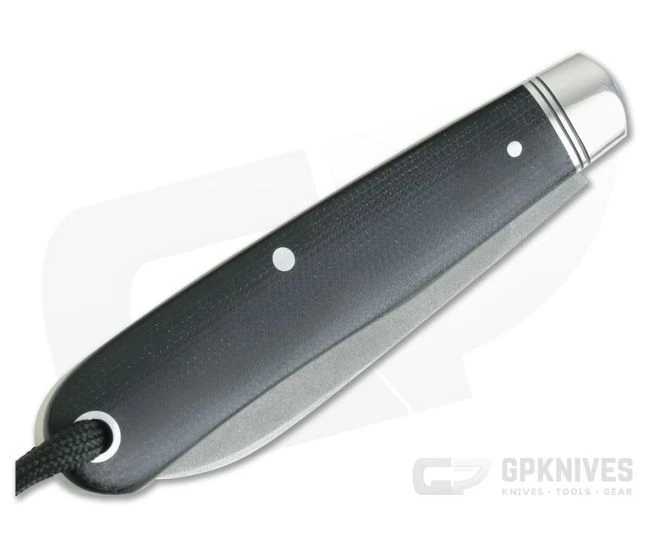 T.A. Davison Custom Black Canvas Micarta Acid Washed A2 Spear Point Slip Joint w/ Lanyard - Image 2