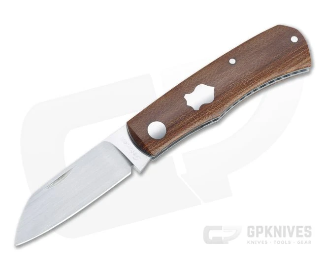 Sakman Knives Rhino Sheepsfoot Satin N690 Crosscut Natural Micarta Slip Joint Folder 4438