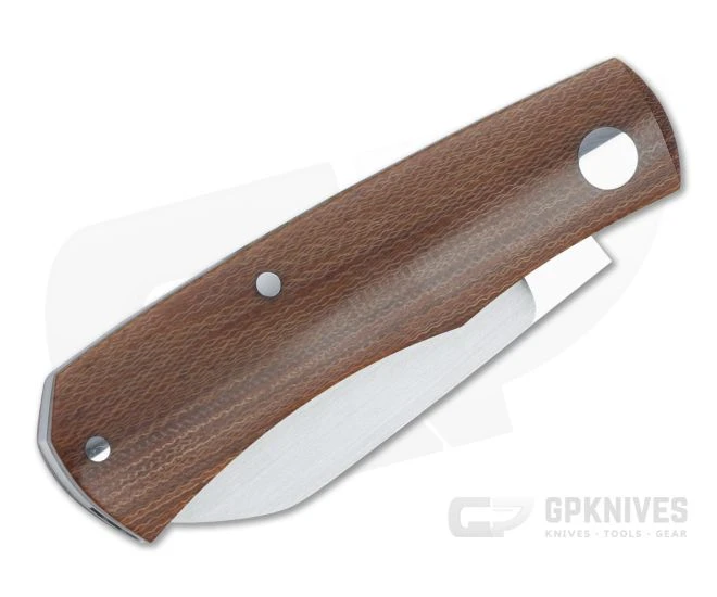 Sakman Knives Rhino Sheepsfoot Satin N690 Crosscut Natural Micarta Slip Joint Folder 4438 - Image 2