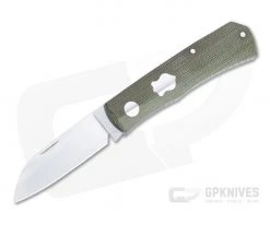 Sakman Knives Rhino Sheepsfoot Satin N690 Green Micarta Slip Joint Folder 4581