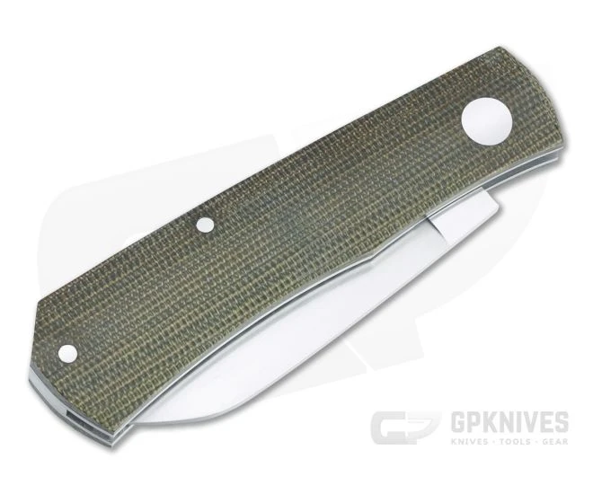 Sakman Knives Rhino Sheepsfoot Satin N690 Green Micarta Slip Joint Folder 4581 - Image 2