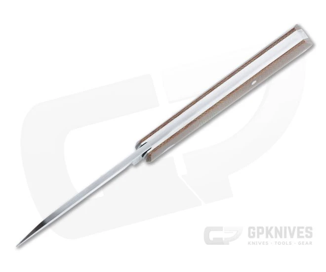 Sakman Knives Rhino Sheepsfoot Satin N690 Natural Micarta Green Shield Slip Joint Folder 4584 - Image 3