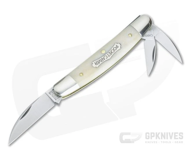 Tidioute #62 Pocket Carver Three Blade Smooth White Bone