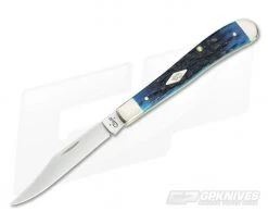 Case Slimline Trapper Ocean Blue Jigged Bone Handle 63631