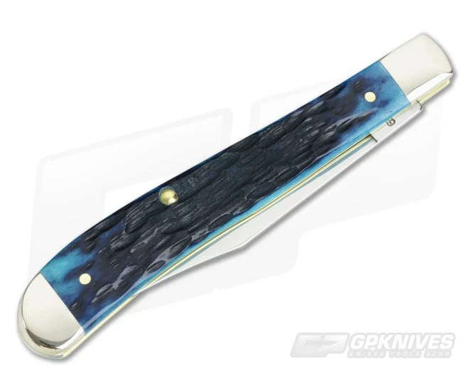Case Slimline Trapper Ocean Blue Jigged Bone Handle 63631 - Image 2