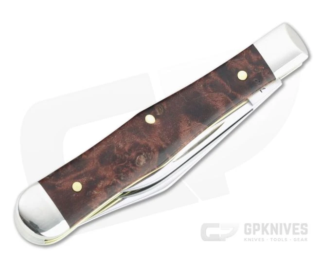 Case Small Swell Center Jack Tru-Sharp Smooth Brown Maple Burl Wood Folder 64061 - Image 2