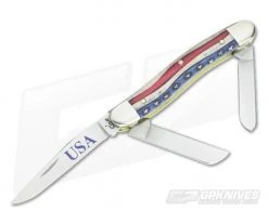 Case Medium Stockman Star Spangled Natural Bone Handle 64136