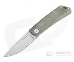 Real Steel Luna Green Canvas Micarta S35VN Slip Joint Folding Knife 7006
