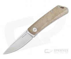 Real Steel Luna Brown Canvas Micarta S35VN Slip Joint Folding Knife 7007