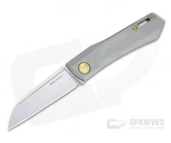 Real Steel Solis Sheepsfoot Satin N690 Gold/Gray Titanium Slip Joint Folder 7062G