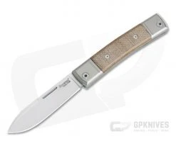 LionSteel BestMan Drop Point M390 Natural Canvas Micarta Modern Traditional Slip Joint BM2-CVN