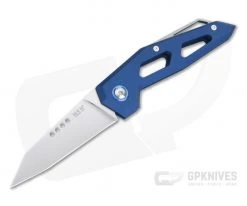 MKM Edge Reverse Tanto Satin M390 Blue Aluminum Slip Joint Folder EG-ABL