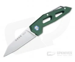 MKM Edge Reverse Tanto Satin M390 Green Aluminum Slip Joint Folder EG-AGR