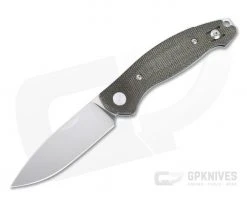 GiantMouse ACE Farley Satin M390 Green Canvas Micarta Slip Joint Folder