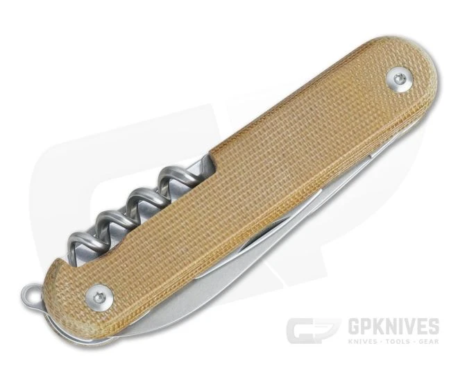 MKM Mikita Malga 6 Natural Canvas Micarta M390 Slip Joint Swiss Army Knife Folder MP06-NC - Image 2