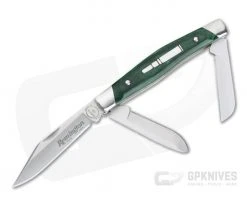 Remington 2020 Stockman Bullet Knife Green Wood Handle 420HC Blade R50036