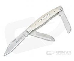 Remington 2020 Stockman Bullet Knife Limited Ivory Paper Micarta Handle 420HC Blade R50037
