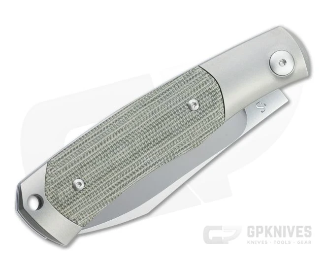 Viper Hug Thiel Design Satin M390 Two Bolsters Green Micarta Slip Joint Knife V5994CG - Image 2